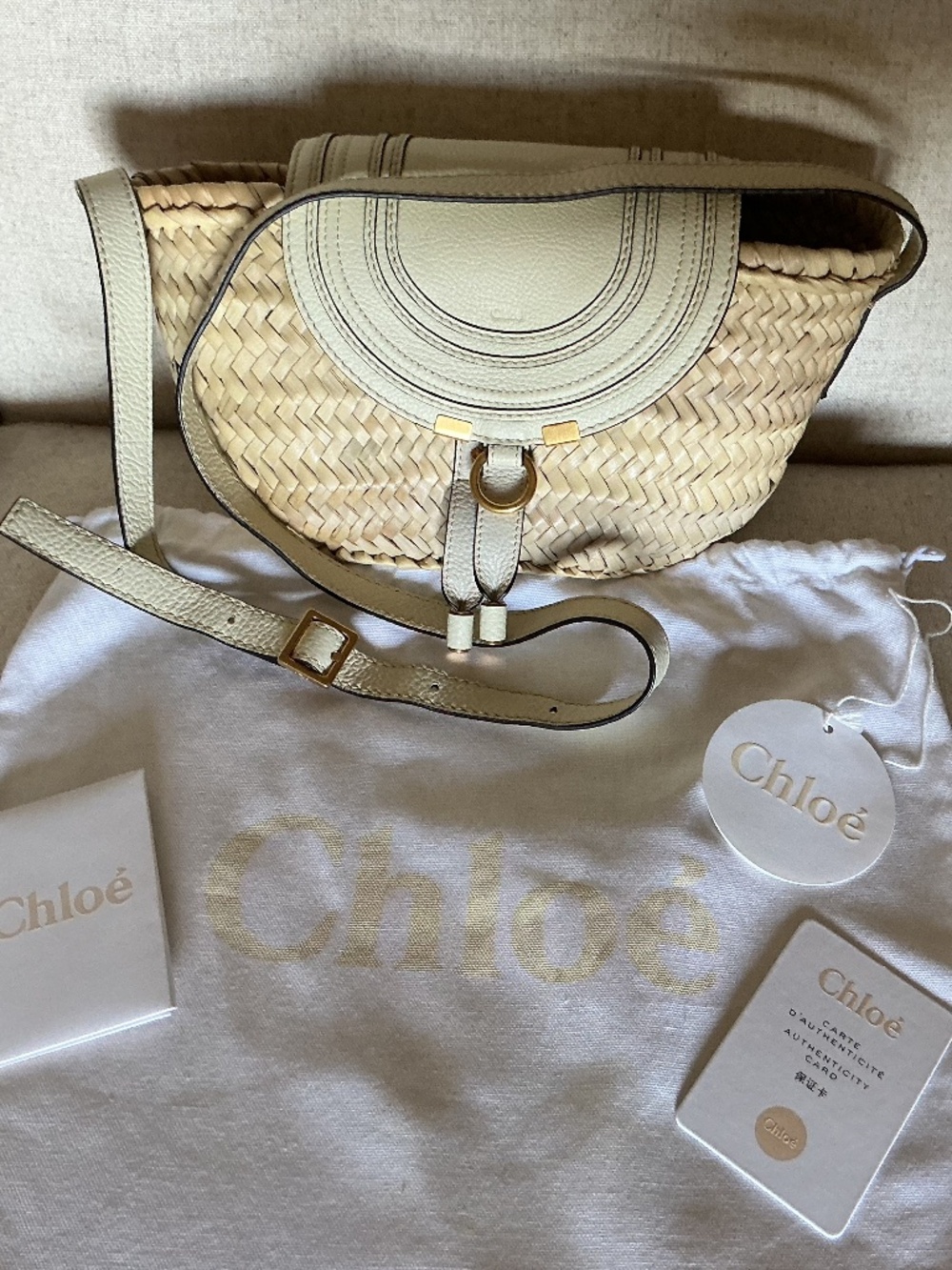 Chloe small Rafa and leather off-white Crossbody bag